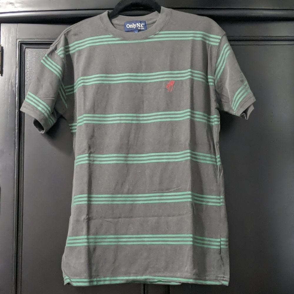 Only gray green stripe tee